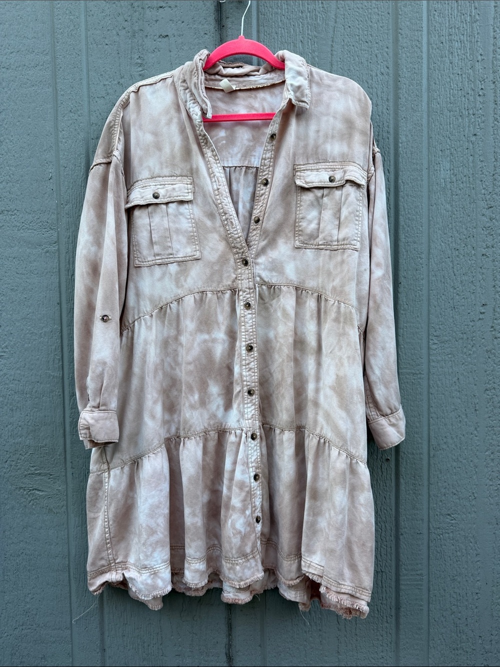 Anthropologie Pilcro Tie-Dye Button-Front Shirt Dress Size: L - Picture 2 of 10